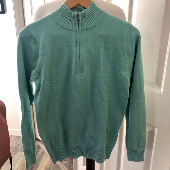 Mens greenish blue long sleeved Sweater - Picture 3 of 10